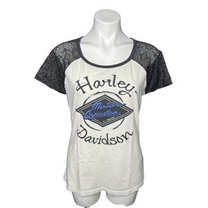 Official Harley Davidson motorcycles graphic tee shirt laser cut shoulders